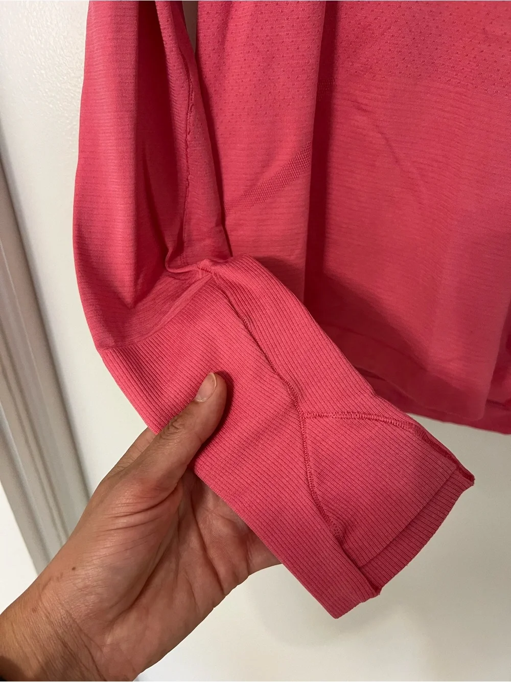 Lululemon Women's Pink Long-Sleeve Crewneck Performance Top Yoga Lounge Active